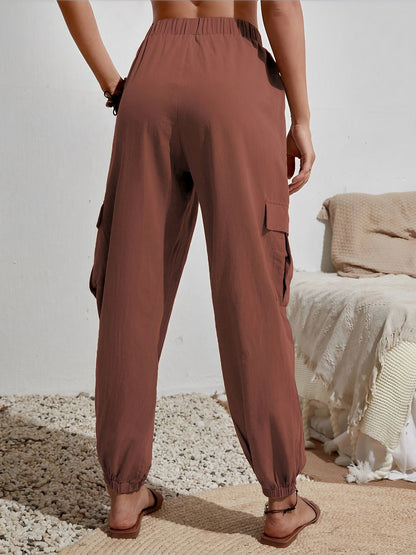 Cargo Solid Color Pocketed Casual Joggers Pants