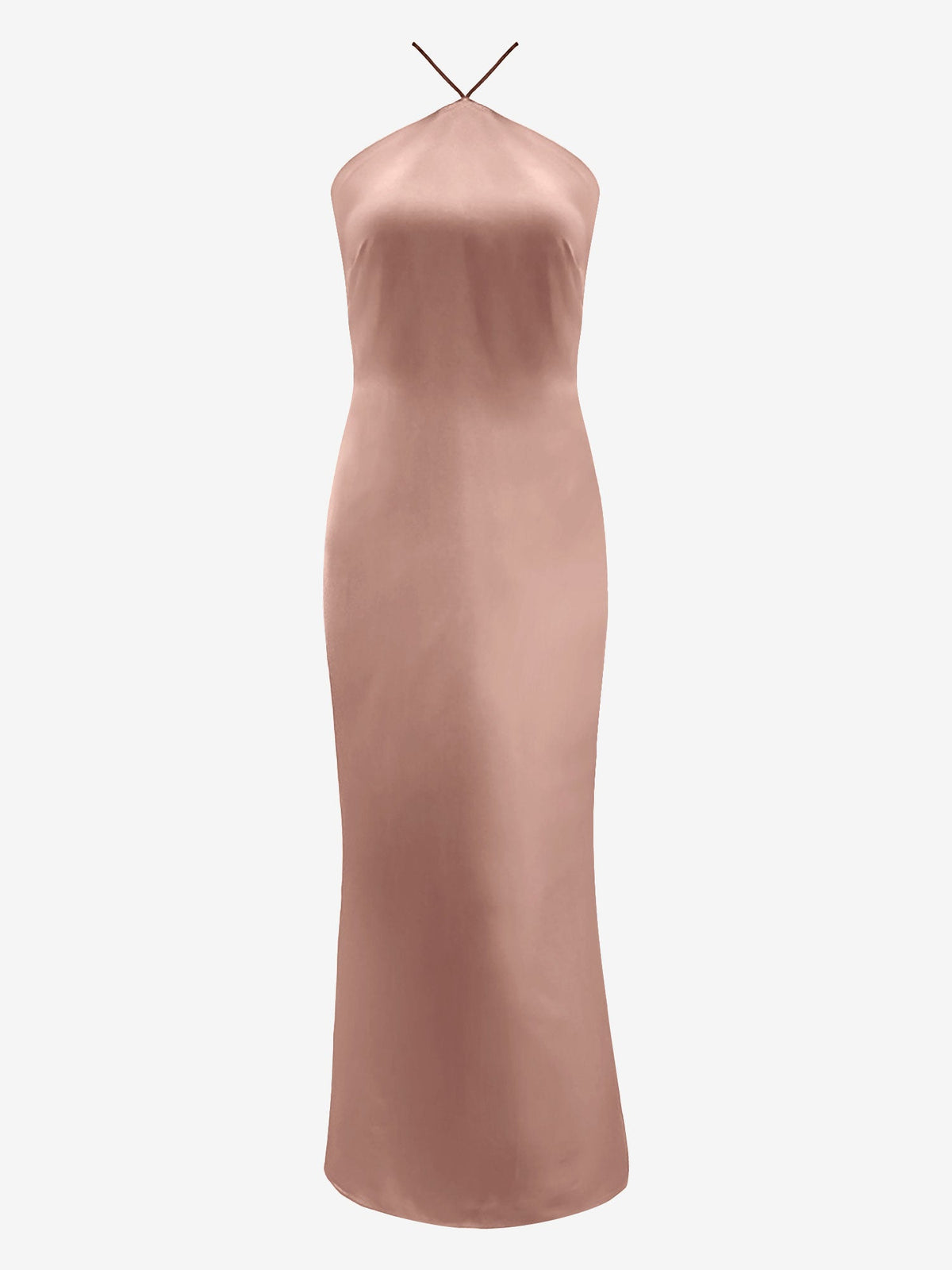 Satin Halter Sleeveless Backless Wedding Maxi Dress