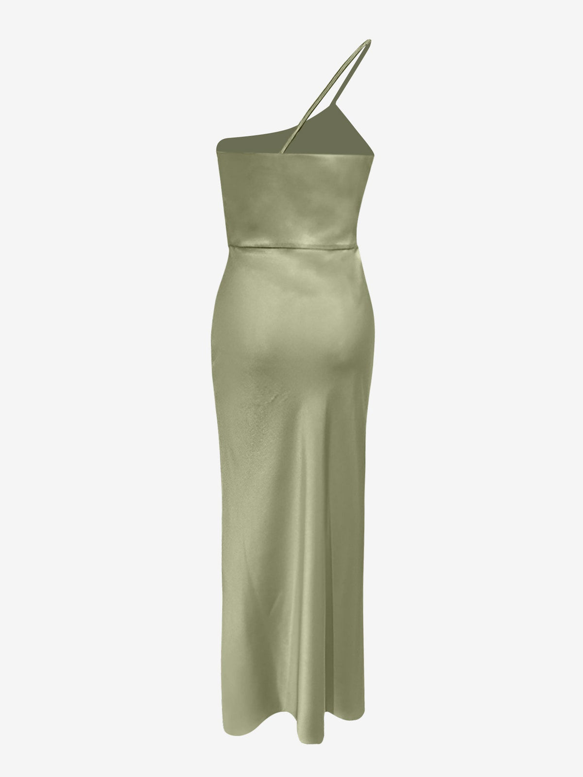One Shoulder Spaghetti Strap Backless Satin Dress