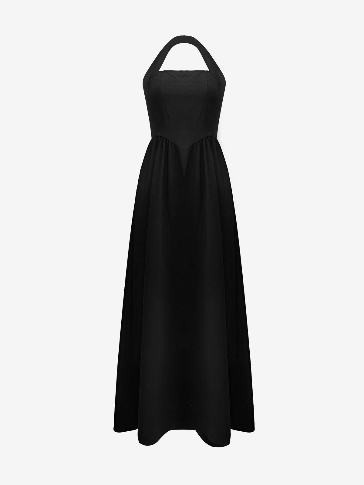 Halter Neck Backless Pocketed A-Line Midi Dress
