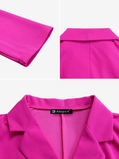 Tailored Pleats & Cinched Waist Notched Lapel Tie Waist Pleated Office Chic Blazer Dress