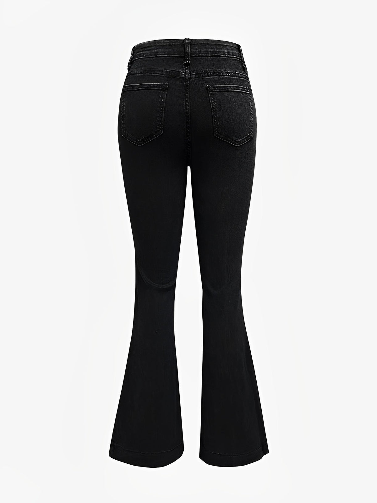 Denim Buttoned Bell-Bottomed Pocketed Jeans