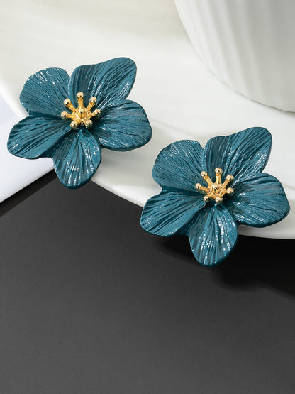 Alloy Flower Shape Stud Earrings