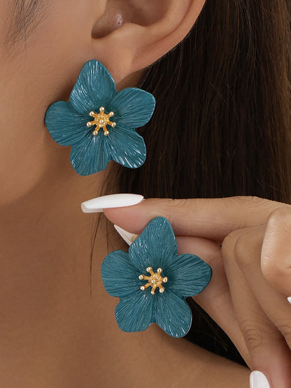 Alloy Flower Shape Stud Earrings