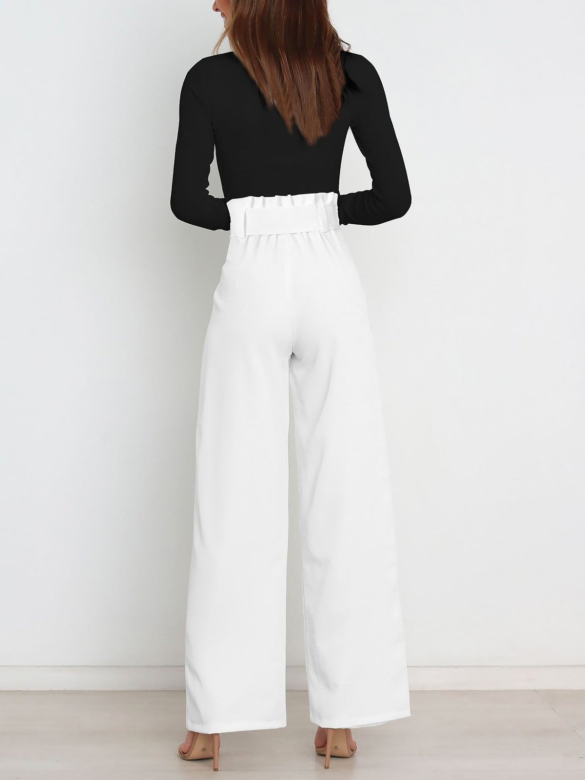 Wide Leg Tie Waist Versatile Paper Bag Pants