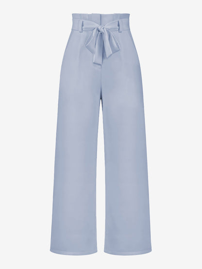 Wide Leg Tie Waist Versatile Paper Bag Pants