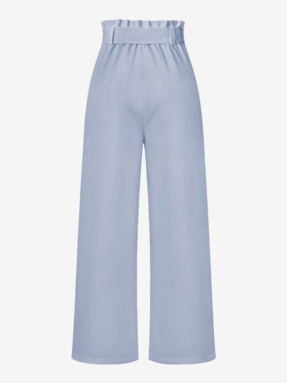 Wide Leg Tie Waist Versatile Paper Bag Pants