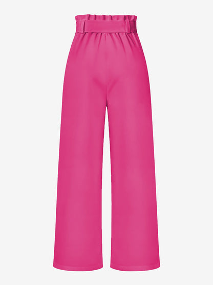 Wide Leg Tie Waist Versatile Paper Bag Pants