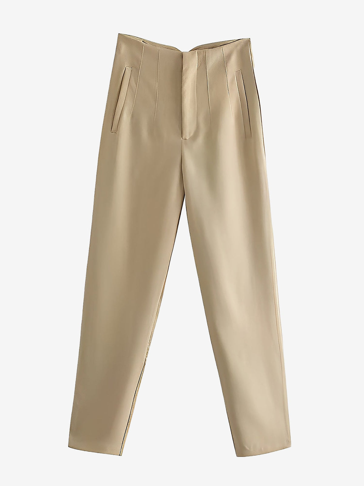 Slim Fit Solid Color Pleated Straight Leg Casual Pants