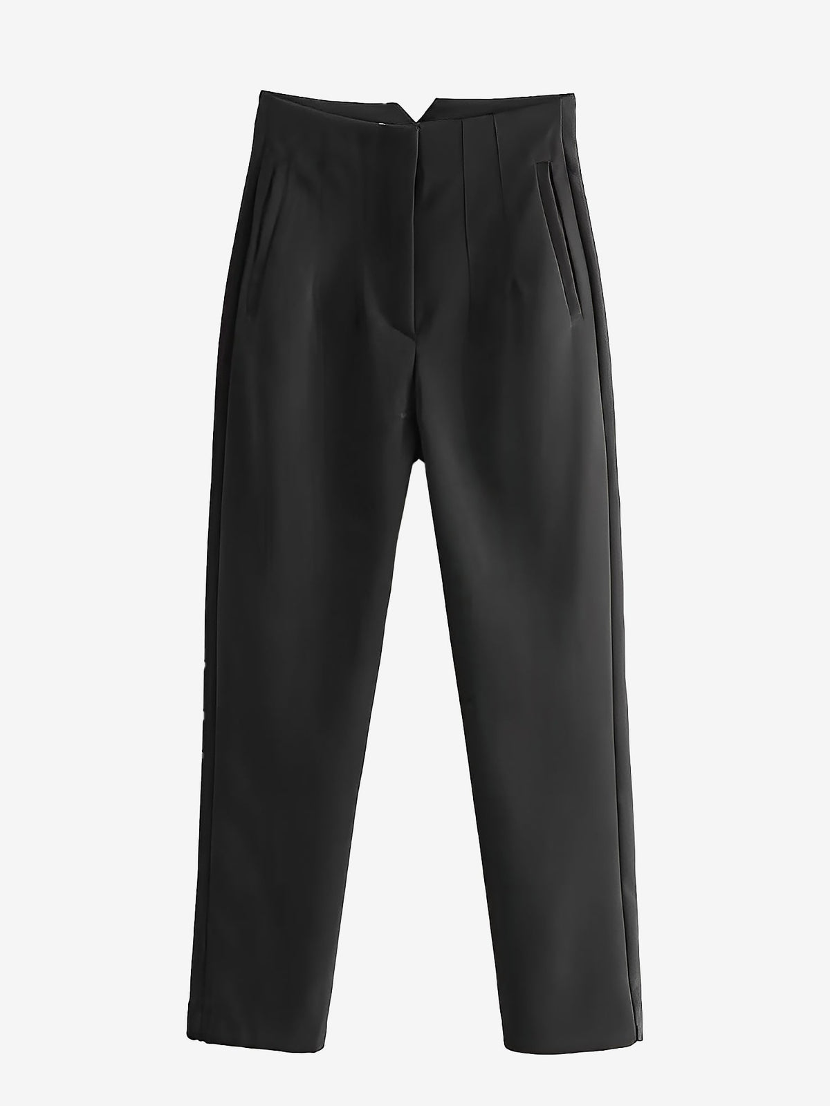 Slim Fit Solid Color Pleated Straight Leg Casual Pants