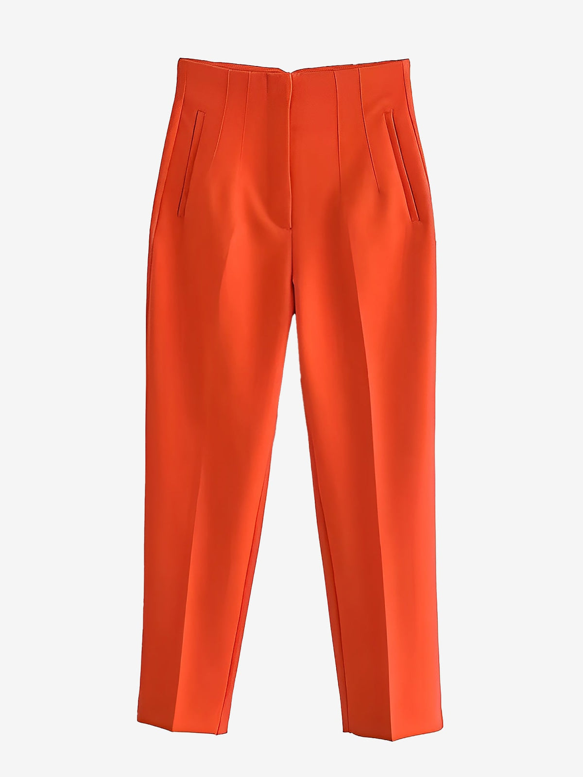 Tailored Cotton Solid Color Slim Fit Pleated Straight Leg Casual Office Pants