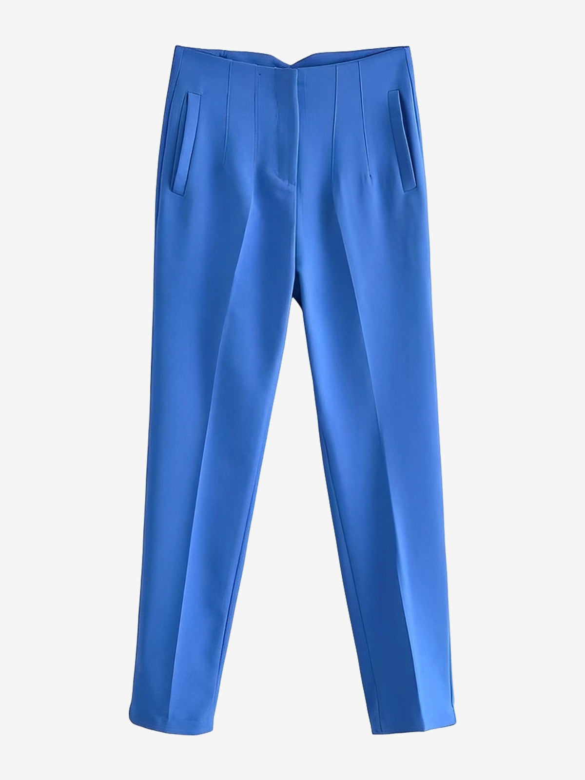 Slim Fit Solid Color Pleated Straight Leg Casual Pants