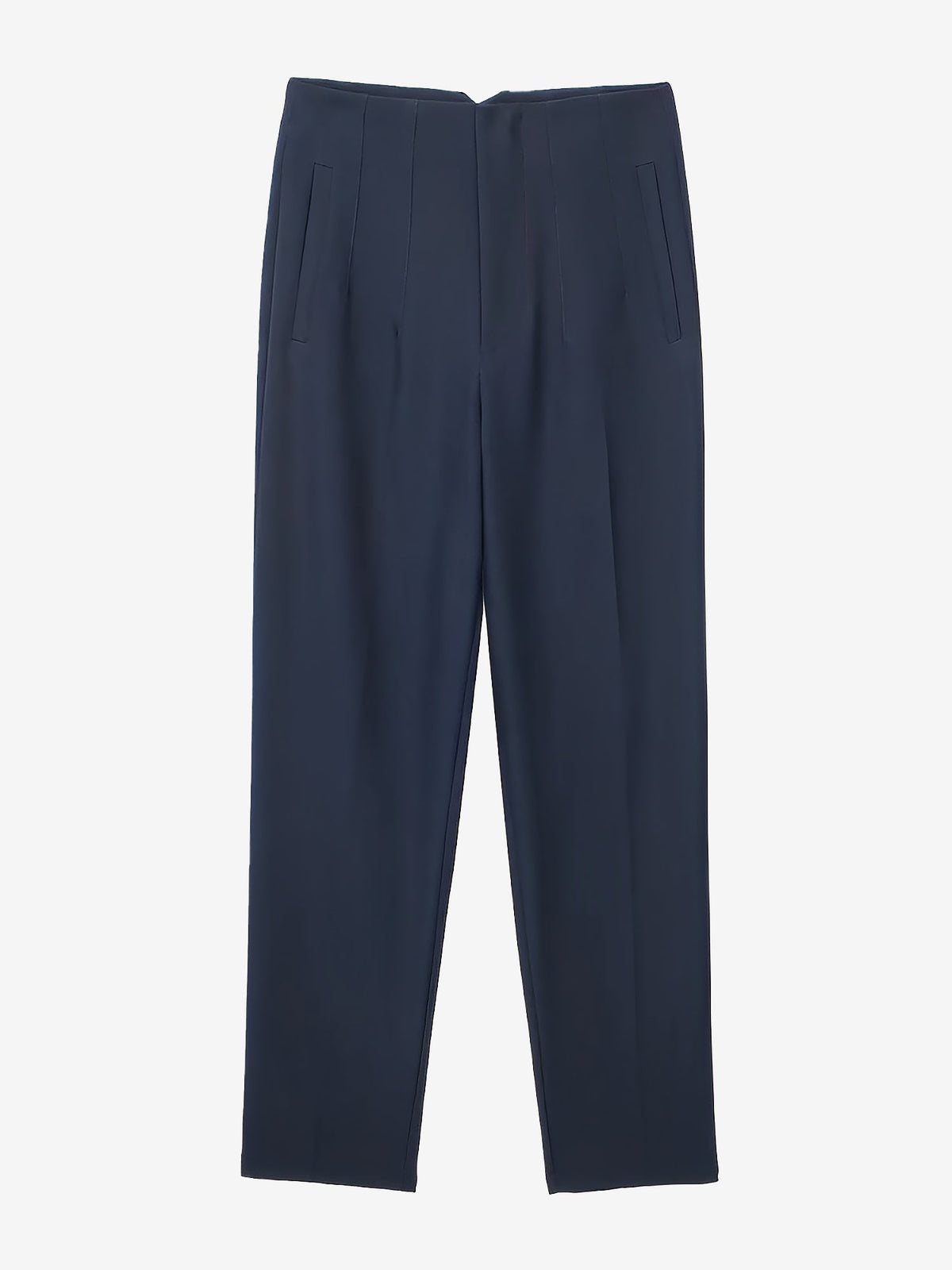 Slim Fit Solid Color Pleated Straight Leg Casual Pants