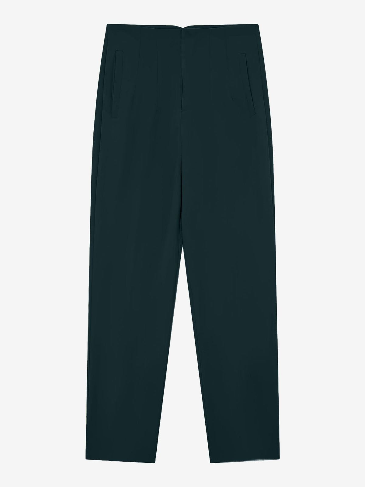 Slim Fit Solid Color Pleated Straight Leg Casual Pants