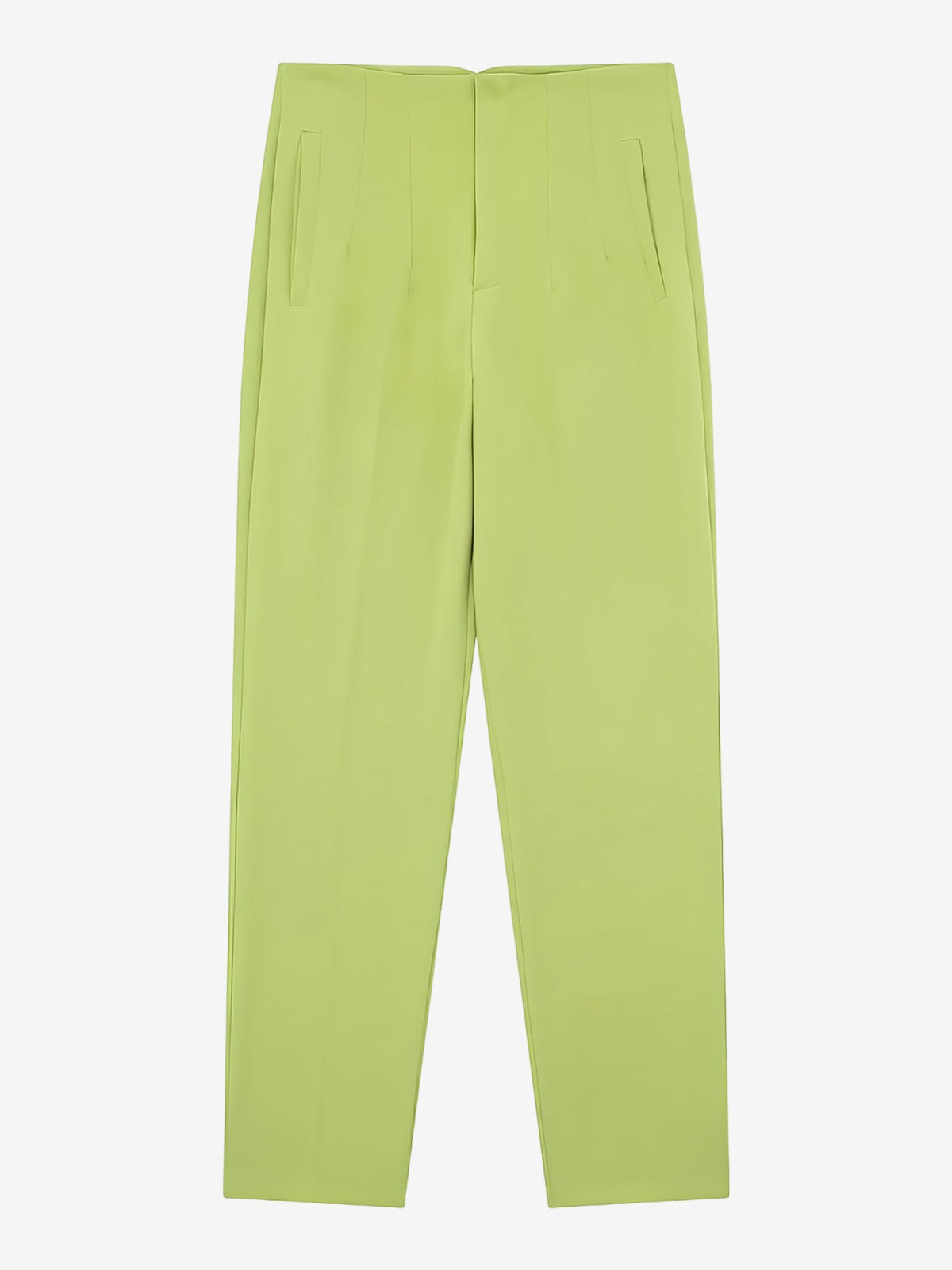 Slim Fit Solid Color Pleated Straight Leg Casual Pants