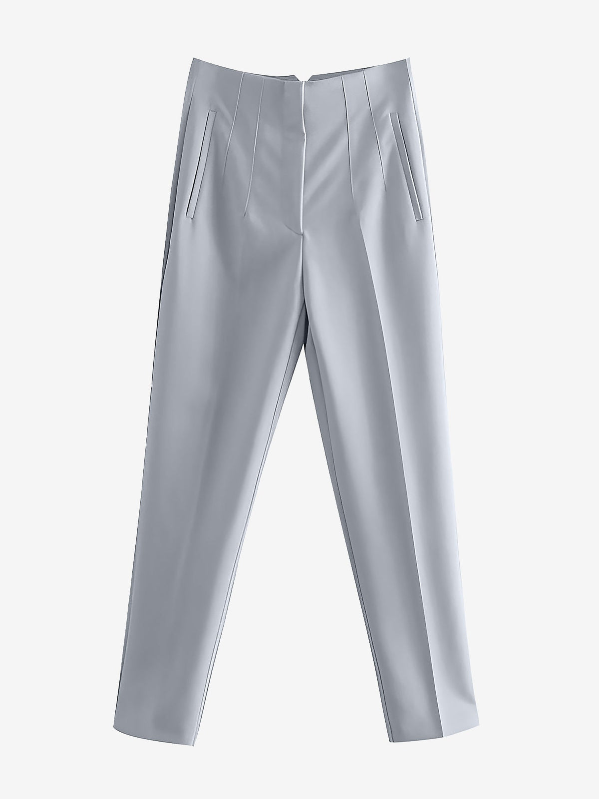 Slim Fit Solid Color Pleated Straight Leg Casual Pants