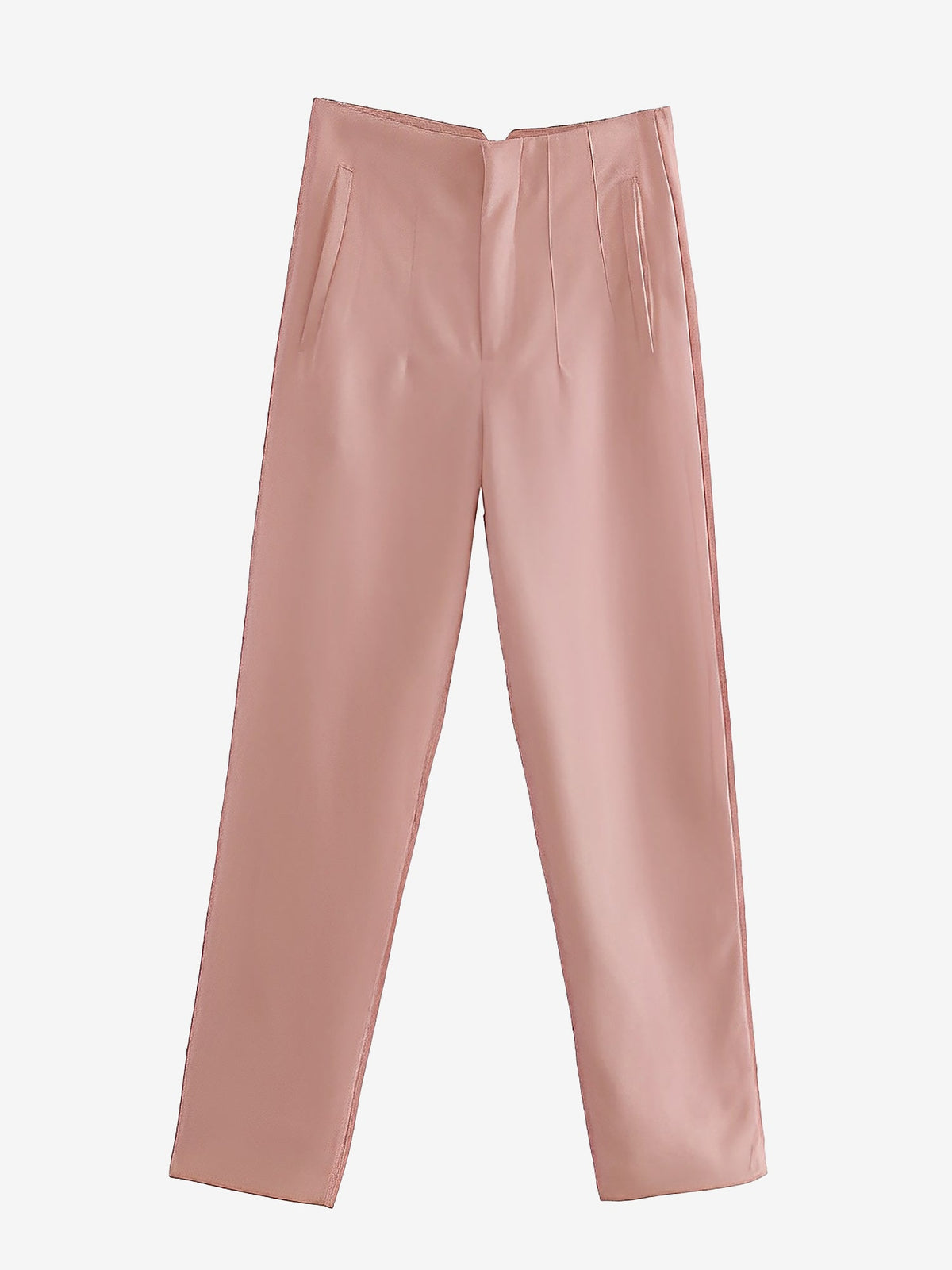 Slim Fit Solid Color Pleated Straight Leg Casual Pants