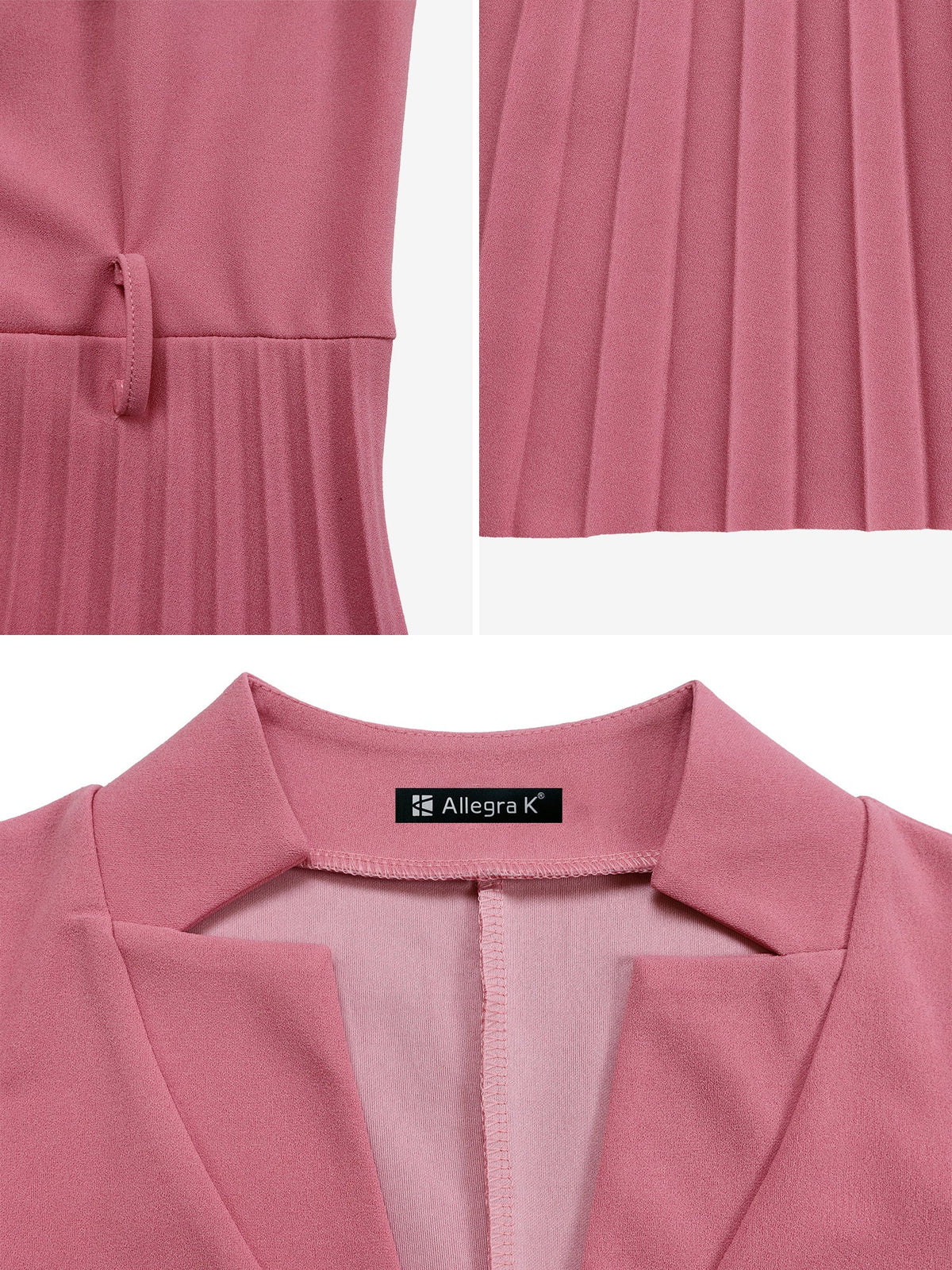 Short Sleeve Belted Pleated Work Midi Dress Professional Office Style Cinched Waist and Flared Pleats