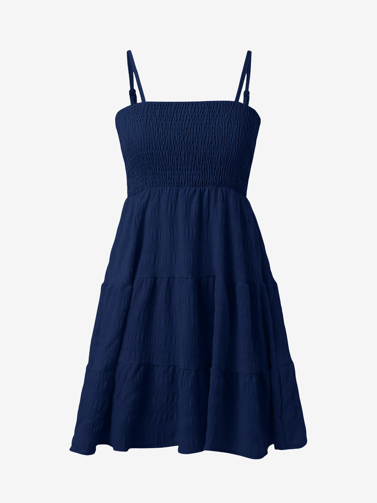 Spaghetti Strap Smocked Tiered Textured Dress