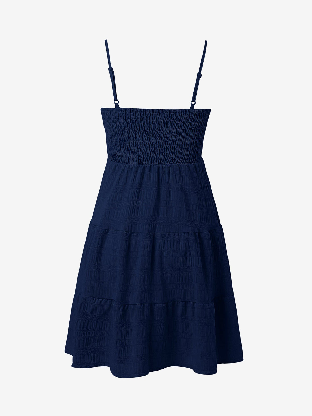 Spaghetti Strap Smocked Tiered Textured Dress
