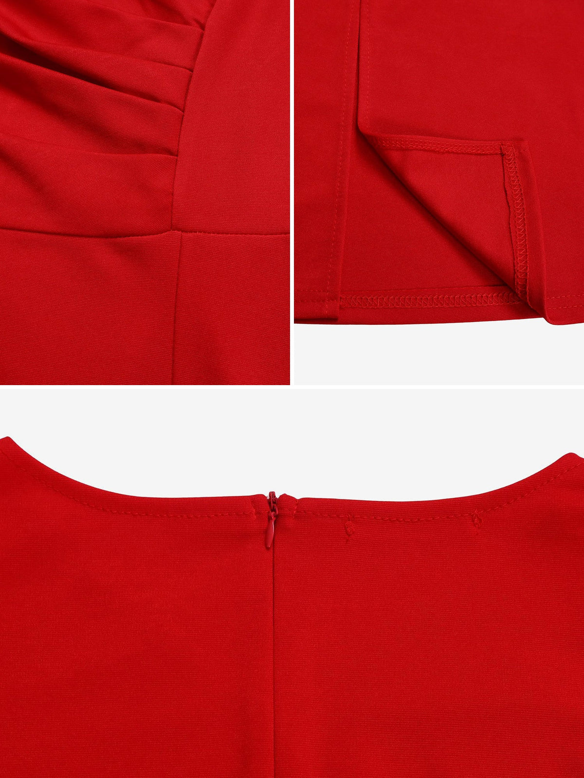 Solid Color Puff Sleeves Ruched Belted Midi Dress