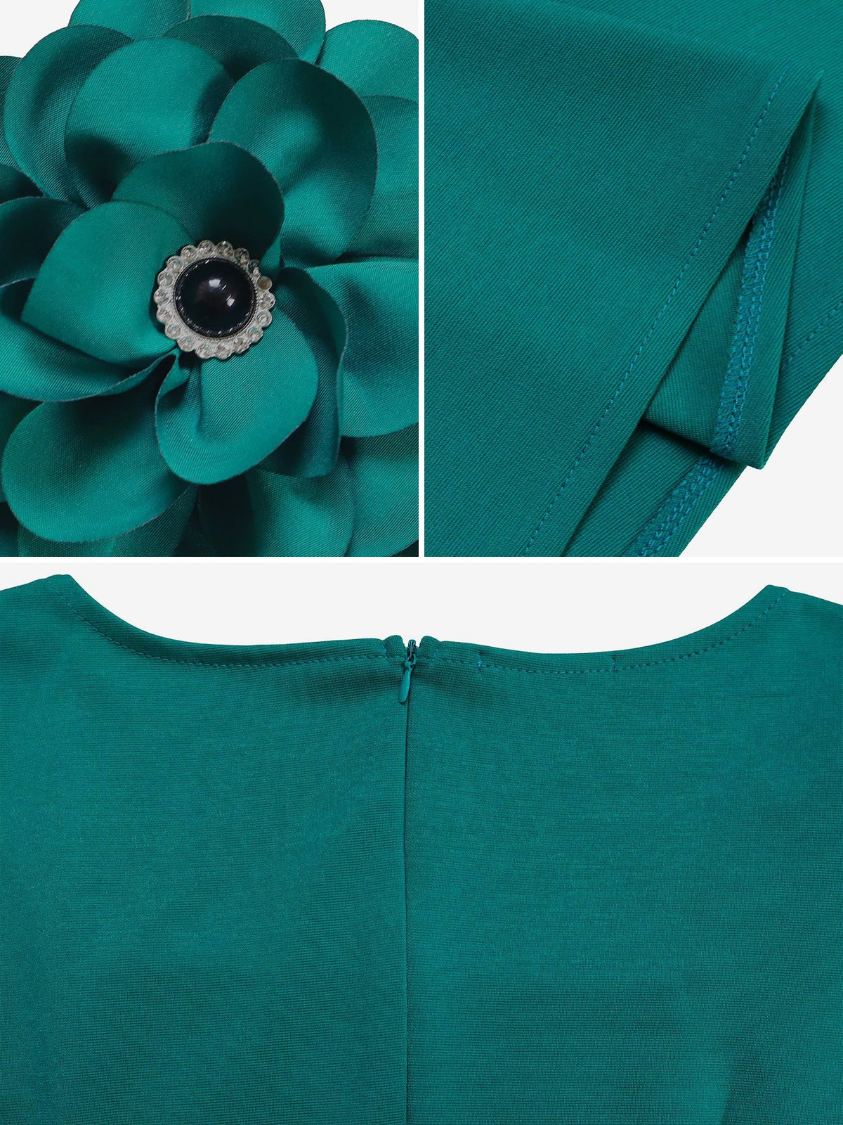 Square Neck Flower Ruffled Sleeves Belted Dress