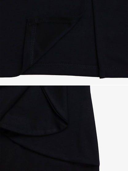 Solid Color Puff Sleeves Midi Sheath Dress