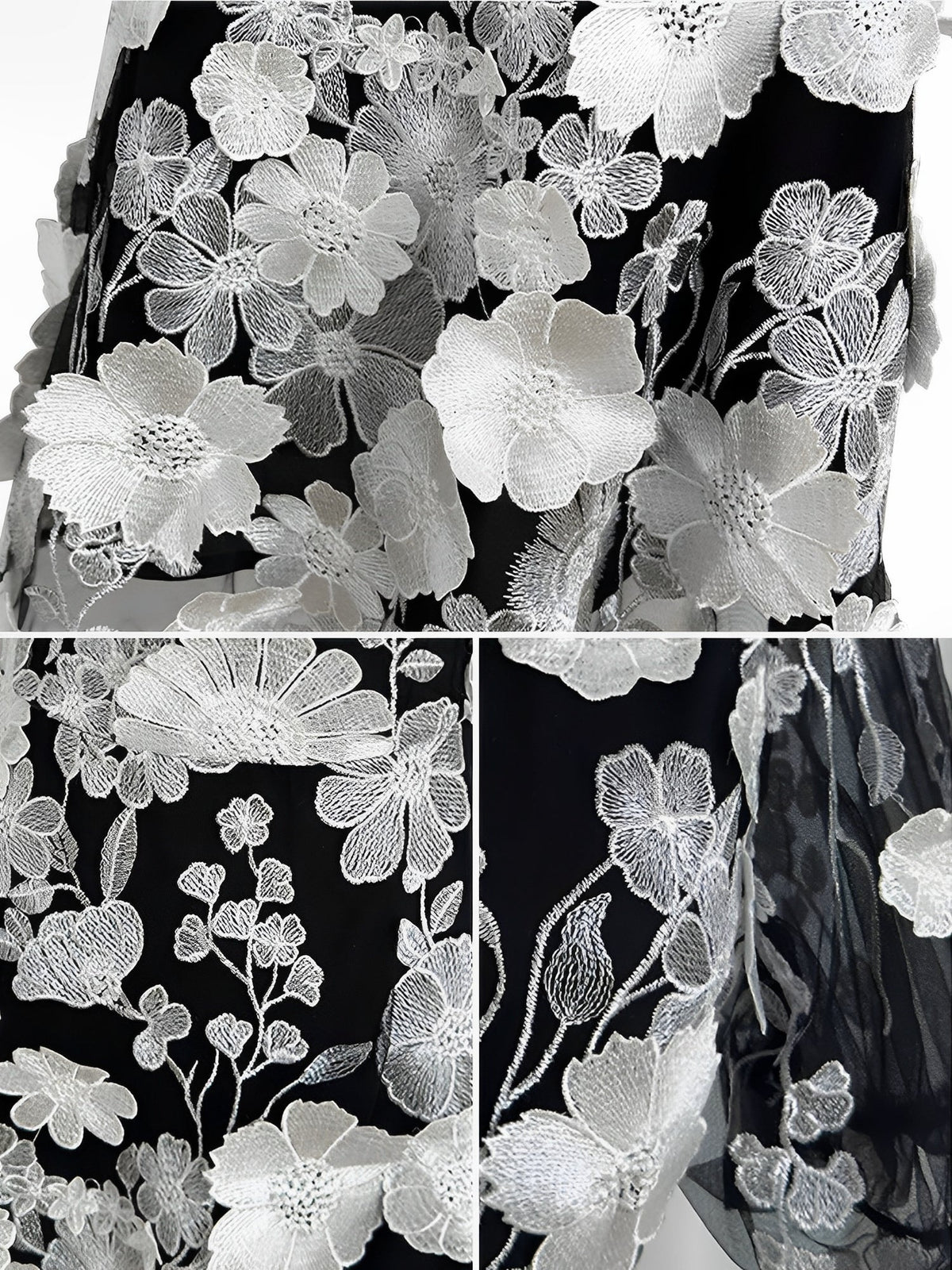 Flower Embroidered Puff Sleeves Mini A-Line Dress