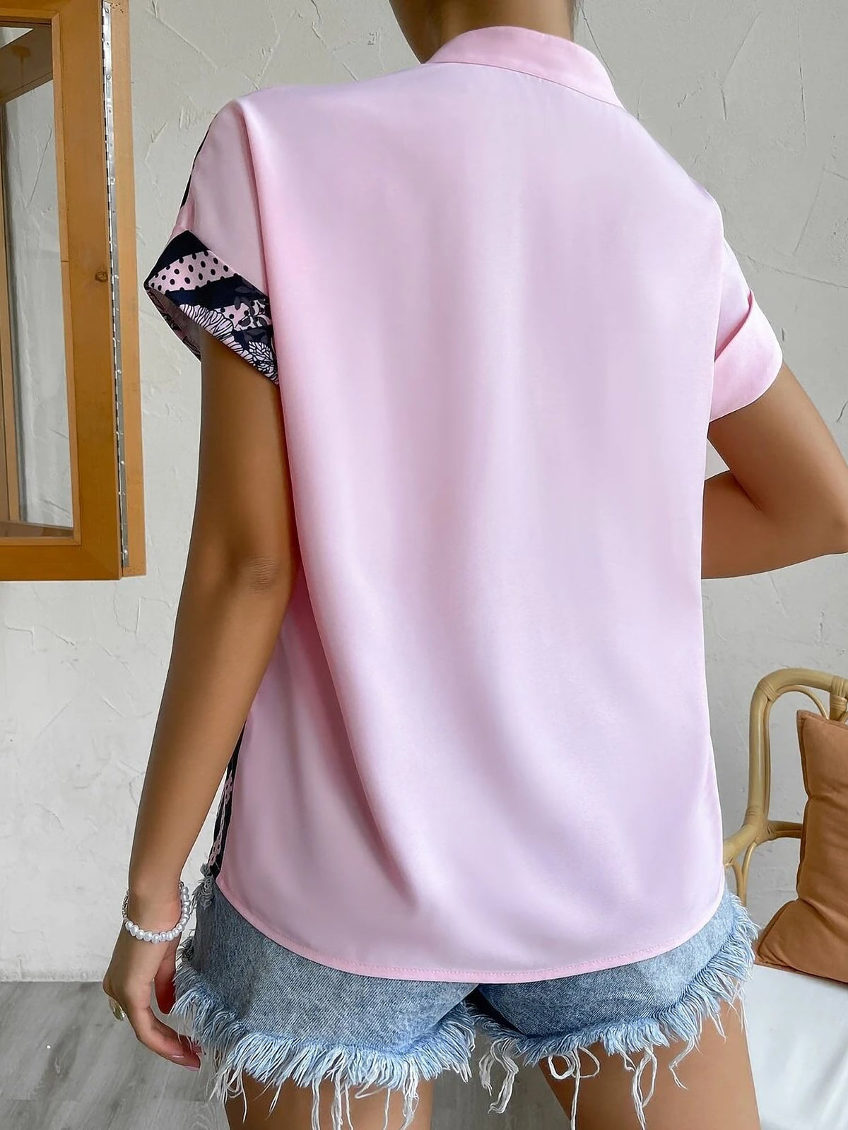 Floral Button Down Short Sleeves Casual Blouse