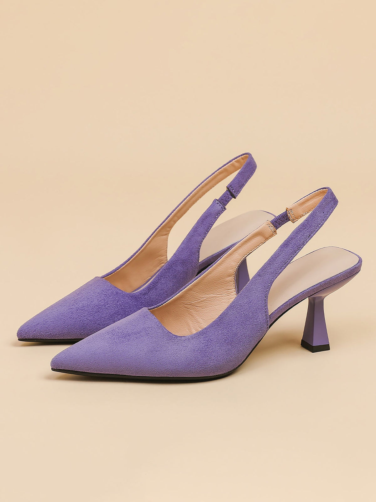 Pointed Toe Stiletto Heel Faux Suede Slingback Pumps