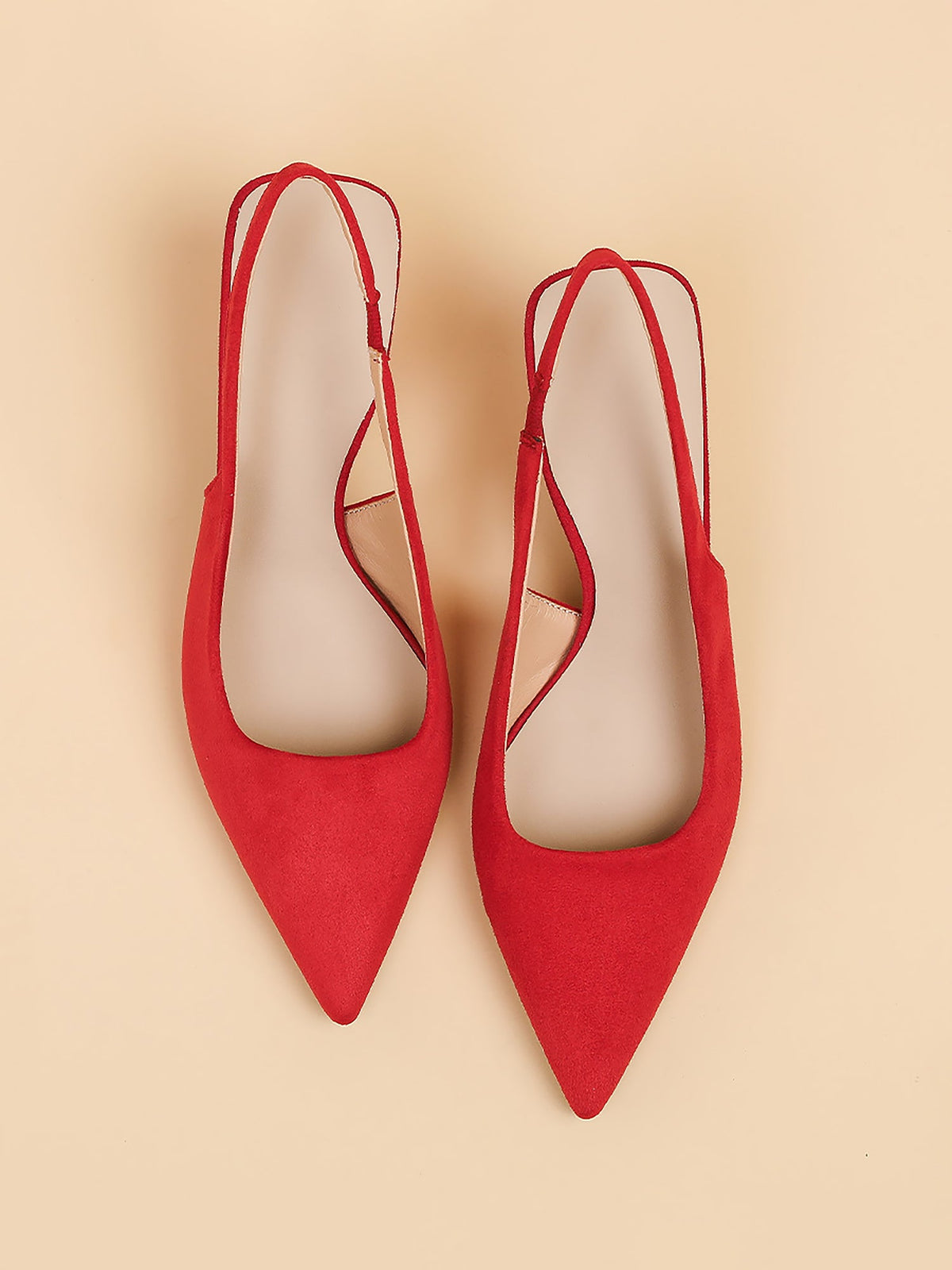 Pointed Toe Stiletto Heel Faux Suede Slingback Pumps
