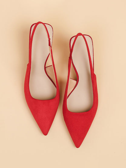 Pointed Toe Stiletto Heel Faux Suede Slingback Pumps