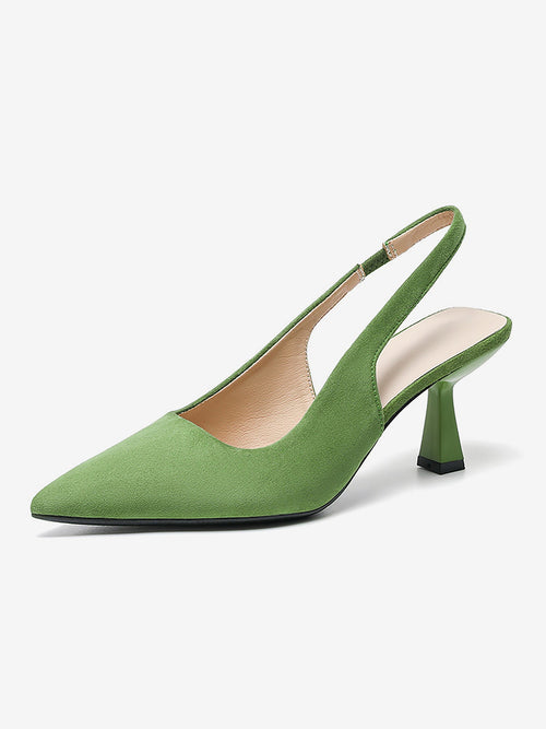 Pointed Toe Stiletto Heel Faux Suede Slingback Pumps