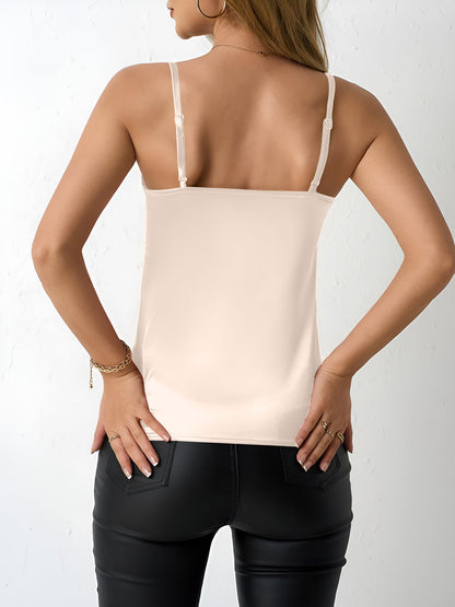 Spaghetti Strap Satin Sleeveless Cami Top