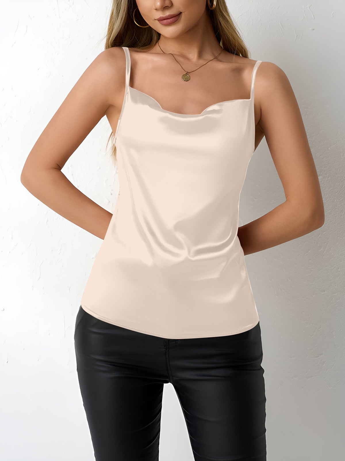 Spaghetti Strap Satin Sleeveless Cami Top