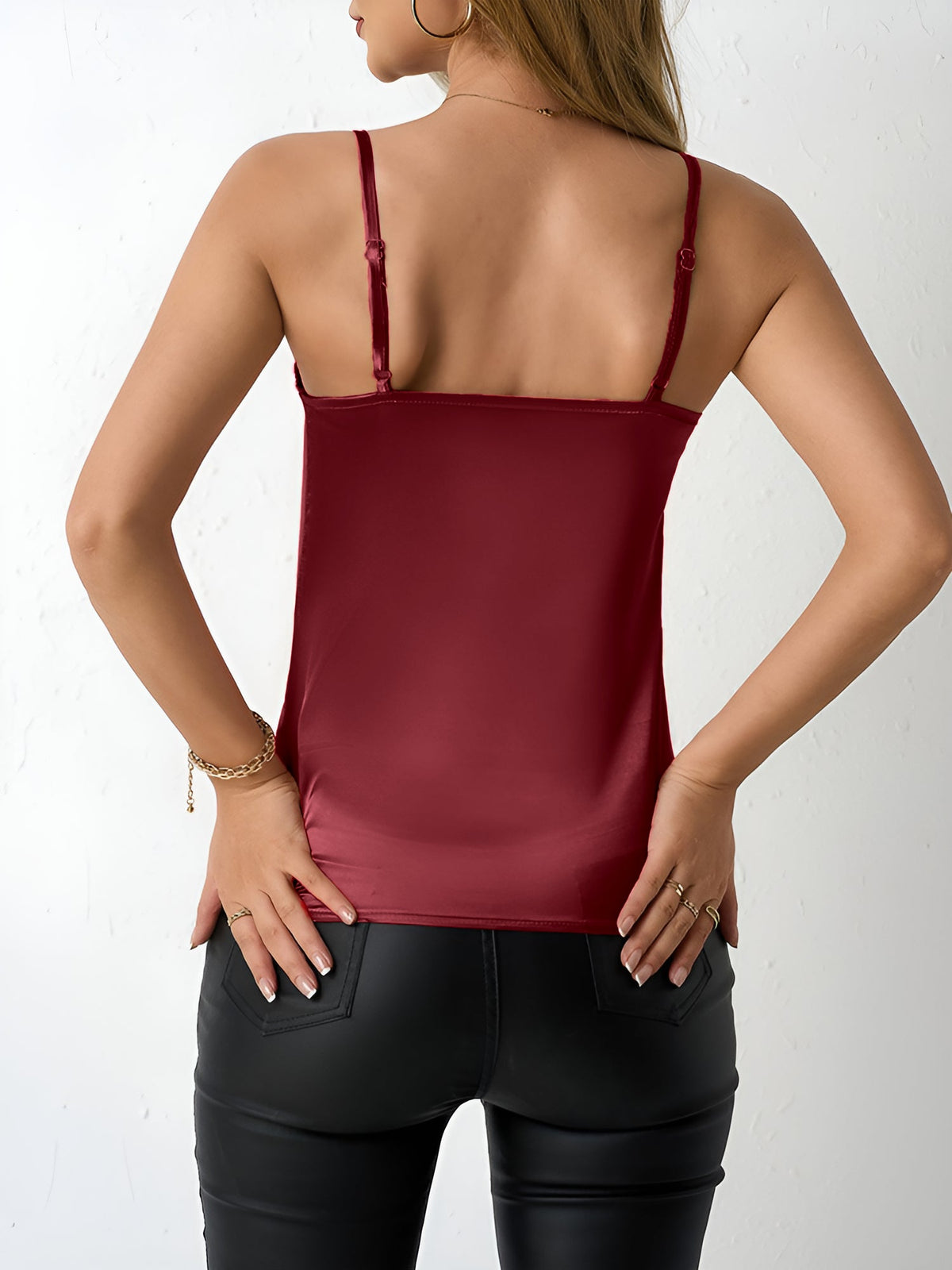 Spaghetti Strap Satin Sleeveless Cami Top