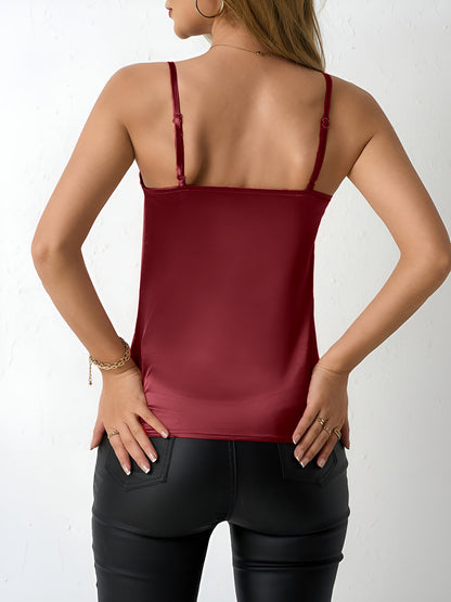 Spaghetti Strap Satin Sleeveless Cami Top