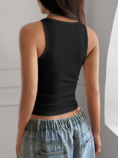 Y2K Style Sleeveless Solid Color Casual Tank
