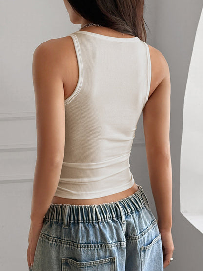 Y2K Style Sleeveless Solid Color Casual Tank
