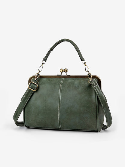 Faux Leather Handbag Crossbody Clasp Closure Bag