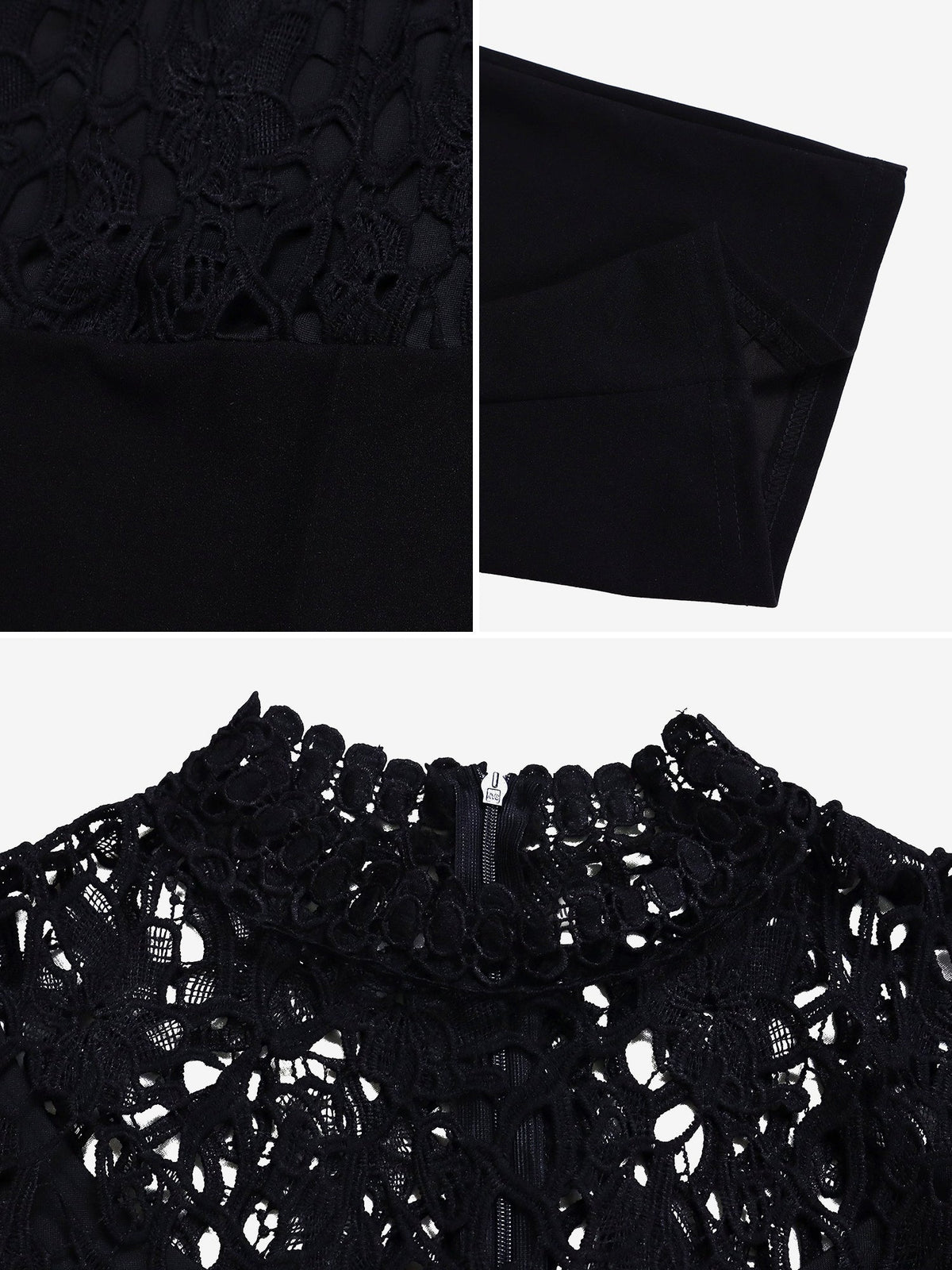 Lace Hollow Short Sleeves High Waist Straight Legs Jumpsuits
