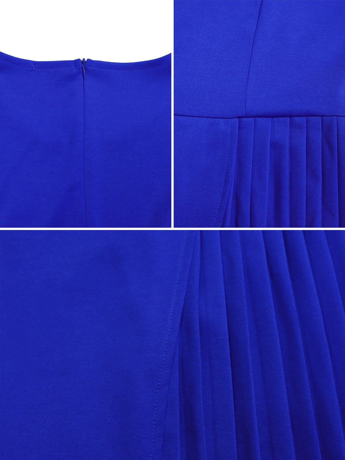 Round Neck Mid Sleeve Pleated Belted A-Line Dress