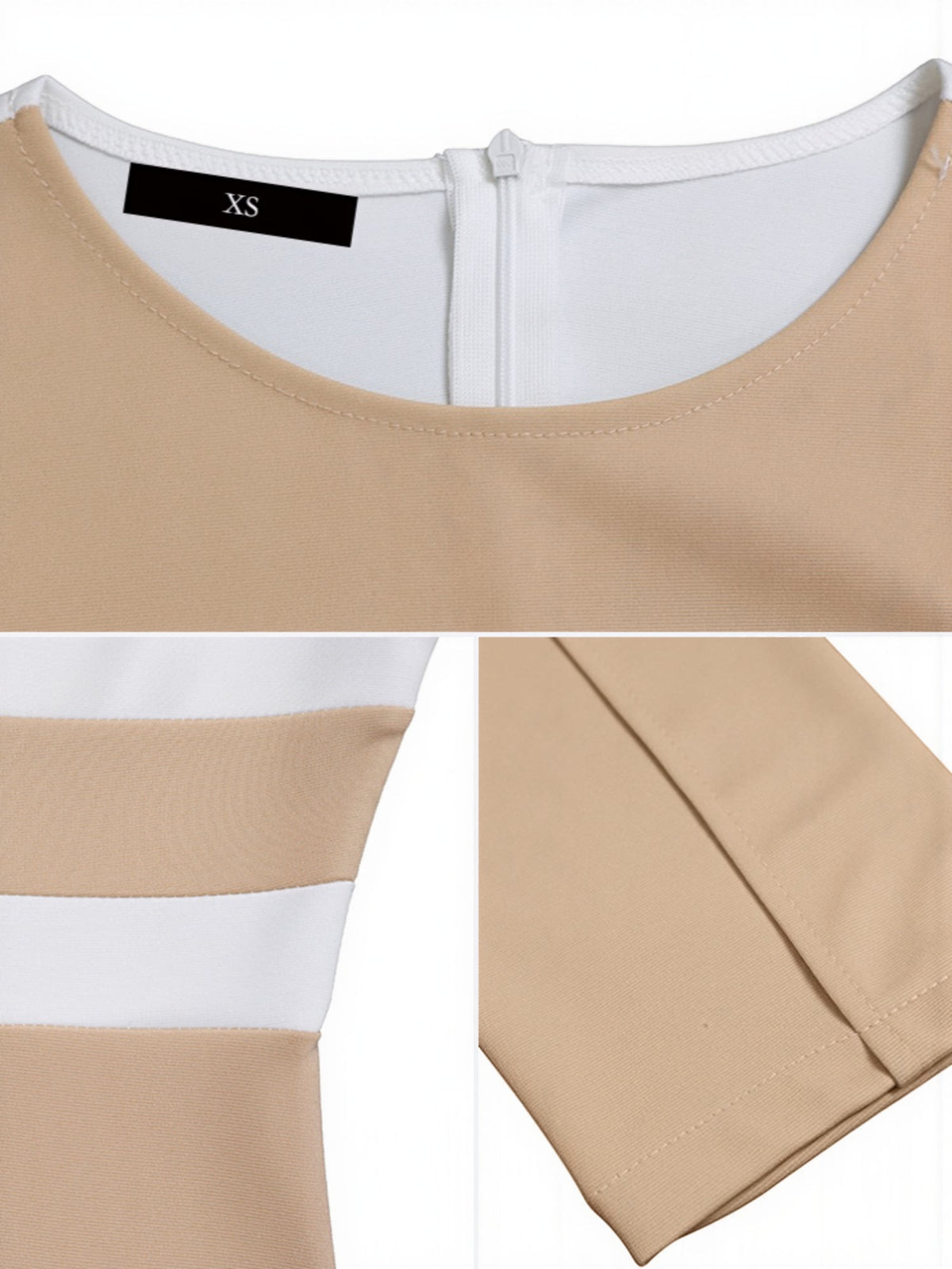 Colorblock Round Neck 3/4 Sleeves Sheath Dress