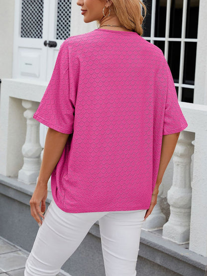 Solid Color Mid Sleeve Textured Open Front Jacket
