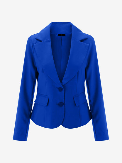 Slim Fit Blazer with Notched Lapel - Tailored Long Sleeve Workwear Jacket