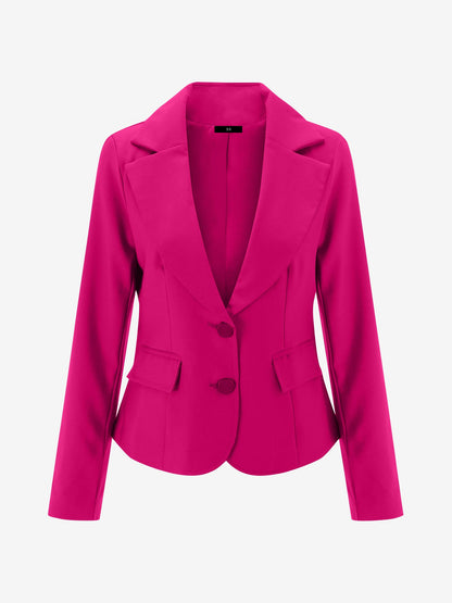 Slim Fit Blazer with Notched Lapel - Tailored Long Sleeve Workwear Jacket