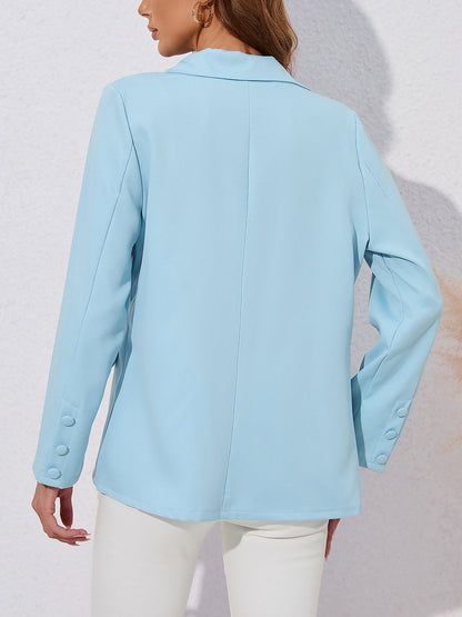 Notched Lapel Long Sleeve Double Breasted Blazer