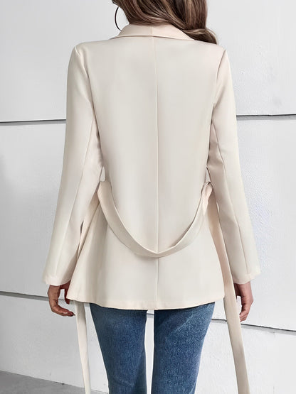 Shawl Collar Lace-Up Long Sleeve Peplum Jacket