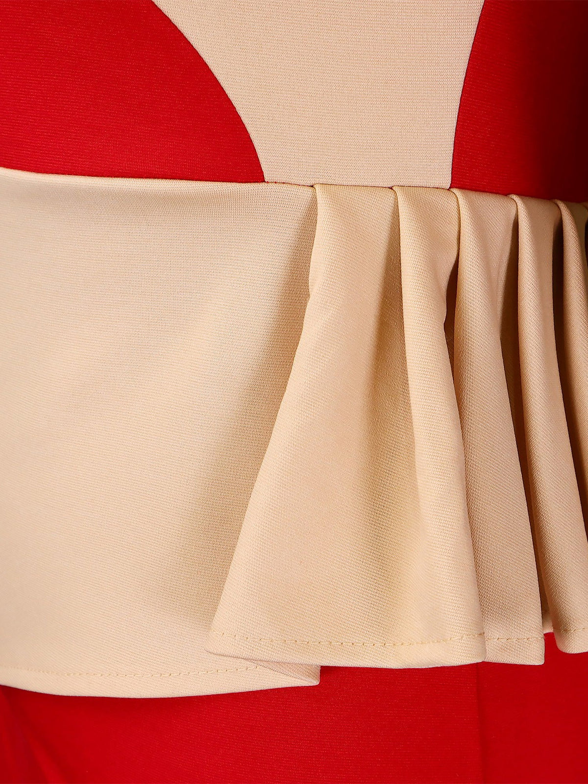 Colorblock Round Neck 3/4 Sleeves Slit Sheath Dress