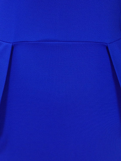 V Neck Puff Sleeve Slit Office Midi Sheath Dress